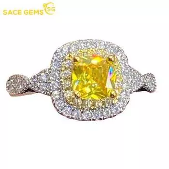 SACE GEMS классический медный сплав принцесса вечерние желтый циркон кольцо женские украшения свадебное обещание вечерние подарок open жёлтый