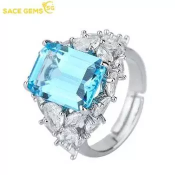 SACE GEMS, классический ретро-стиль, медный сплав, 10*14 мм, кольцо с синим цирконием, женские украшения, свадебное обещание, подарок для вечеринки open