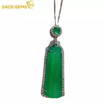 SACE GEMS классический роскошный циркон женский кулон ожерелье модный подарок зелёный
