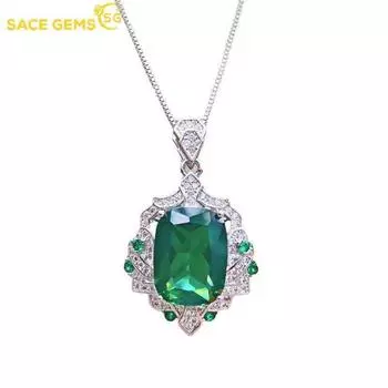 SACE GEMS классический роскошный зеленый циркон женский кулон ожерелье модный подарок зелёный
