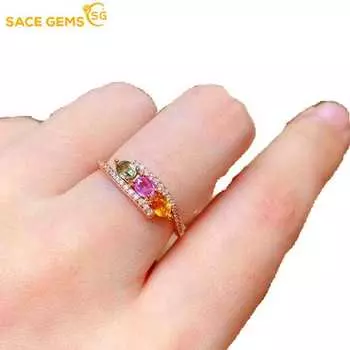 SACE GEMS классическое кольцо из медного сплава с цирконом женские ювелирные изделия свадебный подарок для вечеринки открытый OPEN разноцветный