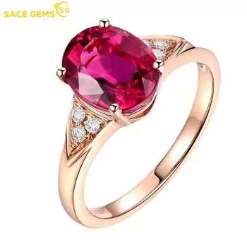 SACE GEMS, классическое кольцо из медного сплава с красным цирконом, женские ювелирные изделия, свадебный подарок, вечеринка open