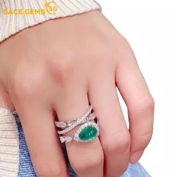 SACE GEMS классическое кольцо из медного сплава с цирконом женские ювелирные изделия свадебный подарок для вечеринки Open зелёный