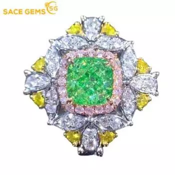 SACE GEMS классическое кольцо из медного сплава с цирконом женские ювелирные изделия свадебный подарок для вечеринки Open зелёный