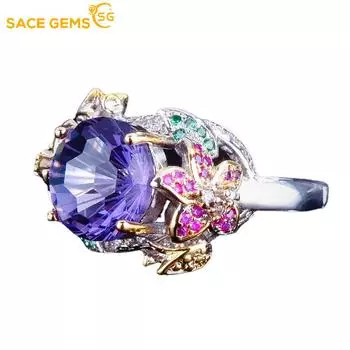 SACE GEMS классическое кольцо из медного сплава с цирконом женские ювелирные изделия свадебный подарок для вечеринки open фиолетовый