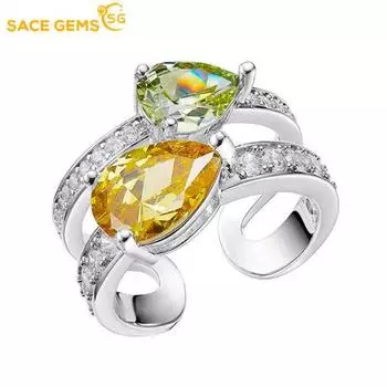 SACE GEMS классическое кольцо из медного сплава с цирконом женские ювелирные изделия свадебный подарок для вечеринки Open жёлтый