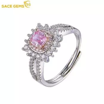 SACE GEMS классическое кольцо из медного сплава с цирконом женские ювелирные изделия свадебный подарок для вечеринки open розовый
