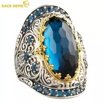 SACE GEMS классическое кольцо из медного сплава с цирконом женские ювелирные изделия свадебный подарок для вечеринки 6 синий