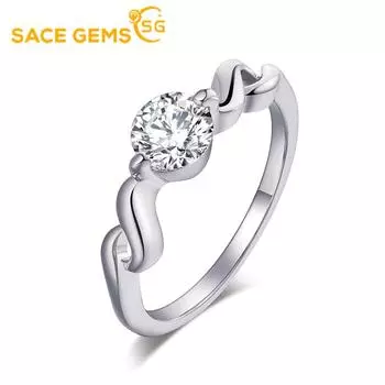 SACE GEMS классическое кольцо из медного сплава с цирконом женские ювелирные изделия свадебный подарок для вечеринки 6 белый