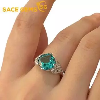 SACE GEMS классическое кольцо из медного сплава с цирконом женские ювелирные изделия свадебный подарок для вечеринки Open синий
