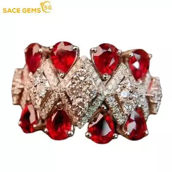SACE GEMS классическое кольцо из медного сплава с цирконом женские ювелирные изделия свадебный подарок для вечеринки open красный