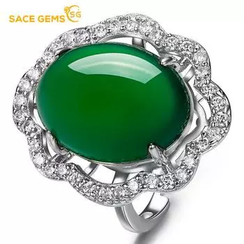 SACE GEMS классическое кольцо из медного сплава с цирконом женские ювелирные изделия свадебный подарок для вечеринки открытый open зелёный