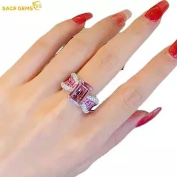 SACE GEMS классическое кольцо из медного сплава с цирконом женские ювелирные изделия свадебный подарок для вечеринки open розовый