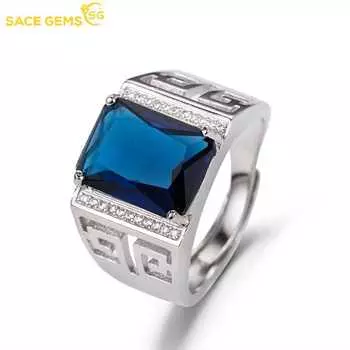 SACE GEMS классическое кольцо из медного сплава с синим цирконием для мужчин ювелирные изделия в подарок open