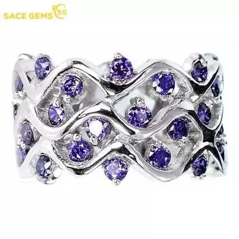 SACE GEMS классическое кольцо из медного сплава с цирконом женские ювелирные изделия свадебный подарок для вечеринки 6 фиолетовый