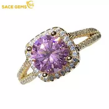 SACE GEMS классическое кольцо из медного сплава с цирконом женские ювелирные изделия свадебный подарок для вечеринки открытый OPEN фиолетовый