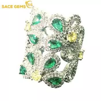 SACE GEMS классическое кольцо из медного сплава с цирконом женские ювелирные изделия свадебный подарок для вечеринки Open зелёный
