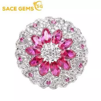 SACE GEMS классическое кольцо из медного сплава с цирконом женские ювелирные изделия свадебный подарок для вечеринки Open красный