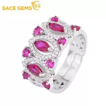 SACE GEMS классическое кольцо из медного сплава с цирконом женские ювелирные изделия свадебный подарок для вечеринки Open красный