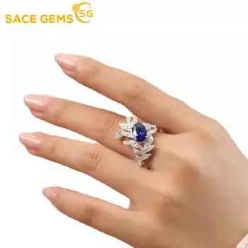 SACE GEMS классическое кольцо из медного сплава с цирконом женские ювелирные изделия свадебный подарок для вечеринки Open синий
