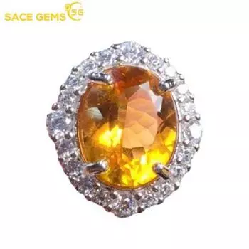 SACE GEMS, классическое кольцо из медного сплава, овальное желтое кольцо с цирконом, женские ювелирные изделия, свадебное обещание, подарок для вечеринки open жёлтый