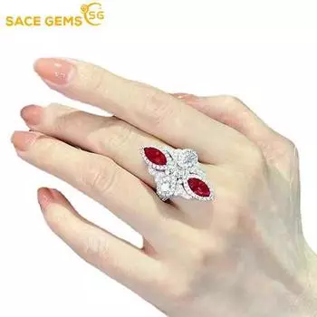 SACE GEMS классическое кольцо из медного сплава с цирконом женские ювелирные изделия свадебный подарок для вечеринки open красный