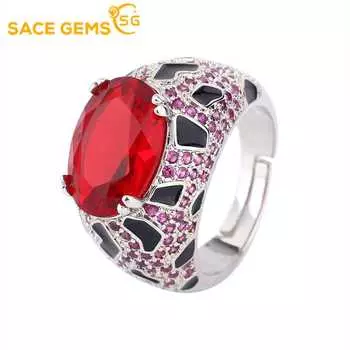SACE GEMS классическое кольцо из медного сплава с цирконом женские ювелирные изделия свадебный подарок для вечеринки Open красный