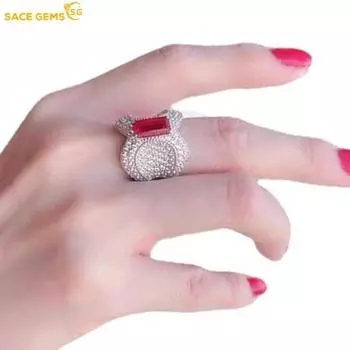 SACE GEMS классическое кольцо из медного сплава с цирконом женские ювелирные изделия свадебный подарок для вечеринки open красный