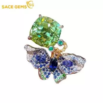SACE GEMS классическое кольцо из медного сплава с цирконом женские ювелирные изделия свадебный подарок для вечеринки Open жёлтый