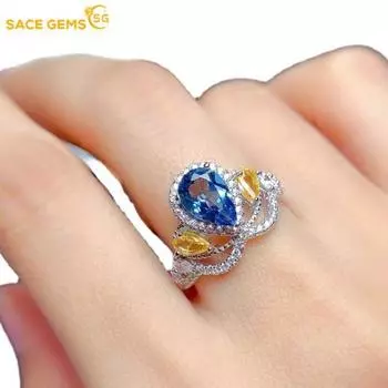 SACE GEMS классическое кольцо из медного сплава с цирконом женские ювелирные изделия свадебный подарок для вечеринки Open синий