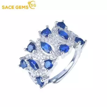 SACE GEMS классическое кольцо из медного сплава с цирконом женские ювелирные изделия свадебный подарок для вечеринки Open синий