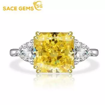 SACE GEMS классическое кольцо из медного сплава с цирконом женские ювелирные изделия свадебный подарок для вечеринки Open жёлтый