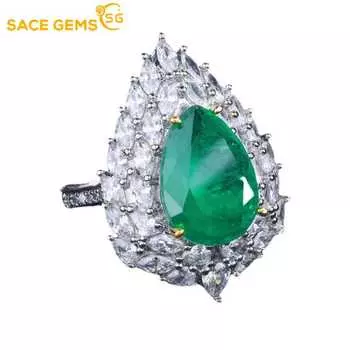 SACE GEMS классическое кольцо из медного сплава с цирконом женские ювелирные изделия свадебный подарок для вечеринки E зелёный