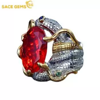 SACE GEMS классическое кольцо из медного сплава с цирконом женские ювелирные изделия свадебный подарок для вечеринки Open красный