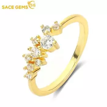 SACE GEMS классическое кольцо из медного сплава с цирконом женские ювелирные изделия свадебный подарок для вечеринки 6 белый