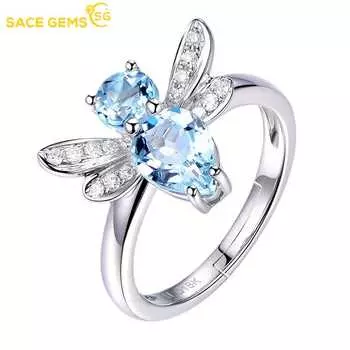 SACE GEMS, классическое кольцо из медного сплава, маленькая стрекоза, небесно-голубой циркон, женские украшения, свадебное обещание, подарок для вечеринки open