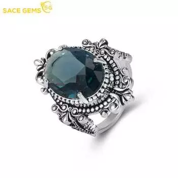 SACE GEMS, классическое кольцо из медного сплава, овальное кольцо с синим цирконом, женские ювелирные изделия, свадебный подарок, вечеринка 6
