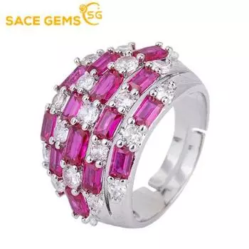 SACE GEMS классическое кольцо из медного сплава с цирконом женские ювелирные изделия свадебный подарок для вечеринки Open красный