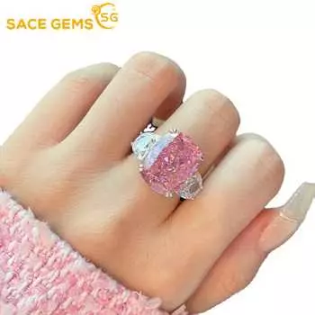 SACE GEMS классическое кольцо из медного сплава с цирконом женские ювелирные изделия свадебный подарок для вечеринки Open розовый