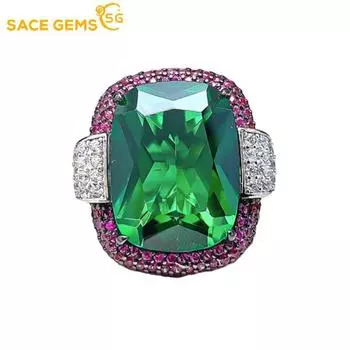SACE GEMS классическое кольцо из медного сплава с цирконом женские ювелирные изделия свадебный подарок для вечеринки Open зелёный