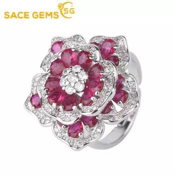 SACE GEMS классическое кольцо из медного сплава с цирконом женские ювелирные изделия свадебный подарок для вечеринки Open красный