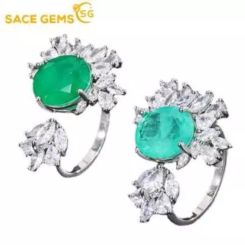 SACE GEMS классическое кольцо из медного сплава с цирконом женские ювелирные изделия свадебный подарок для вечеринки Open зелёный