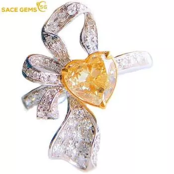 SACE GEMS классическое кольцо из медного сплава с цирконом женские ювелирные изделия свадебный подарок для вечеринки Open жёлтый