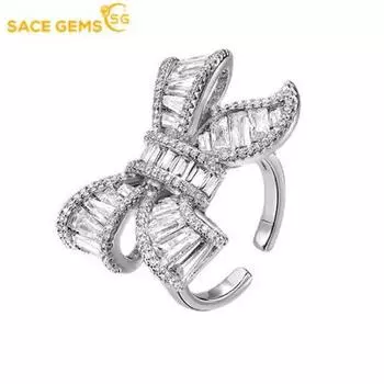 SACE GEMS классическое кольцо из медного сплава с цирконом женские ювелирные изделия свадебный подарок для вечеринки Open белый