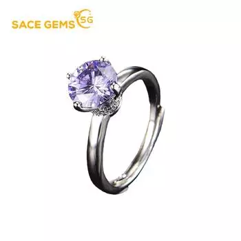 SACE GEMS классическое кольцо из медного сплава с цирконом женские ювелирные изделия свадебный подарок для вечеринки открытый open фиолетовый