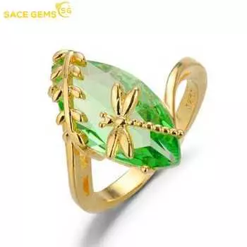 SACE GEMS классическое кольцо со стрекозами оливково-зеленого цвета с цирконом женские ювелирные изделия свадебный подарок для вечеринки 6