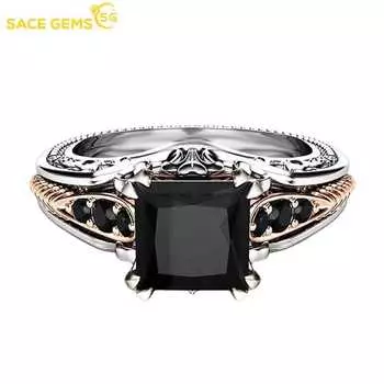 SACE GEMS, классическое модное кольцо из медного сплава, квадратное черное кольцо с цирконом, женские украшения, свадебное обещание, подарок для вечеринки 6