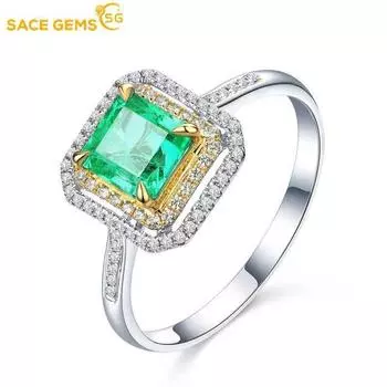 SACE GEMS классическое роскошное кольцо с зеленым цирконом женские ювелирные изделия свадебный подарок для вечеринки open