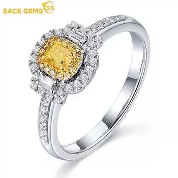 SACE GEMS классическое роскошное кольцо с желтым цирконом женские ювелирные изделия свадебный подарок для вечеринки open