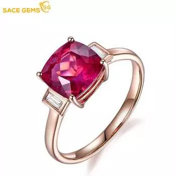 SACE GEMS классическое роскошное квадратное кольцо с красным цирконом женские ювелирные изделия свадебный подарок для вечеринки OPEN